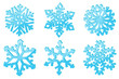 Snowflakes. Set of blue 3d winter symbols