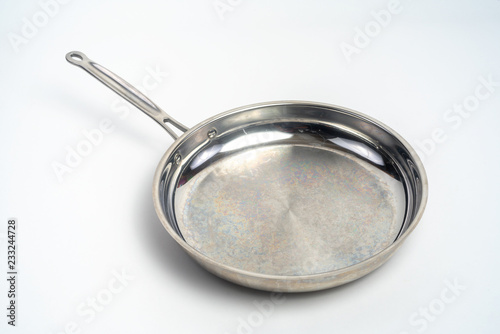 Fotografie, Obraz Large metal frying pan, isolated steel with handle
