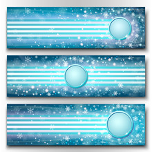 Set Of Three Horizontal Winter Banners.