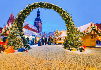 Poster - Beautiful entrance to Christmas Market in Riga