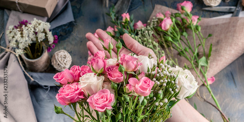 Web Banner Small Business Concept Work Process Of Florist