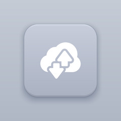 Poster - Cloud download, hosting gray vector button with white icon