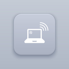 Poster - Network laptop gray vector button with white icon