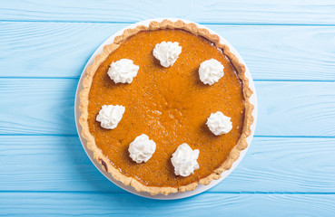 Homemade american traditional pumpkin pie