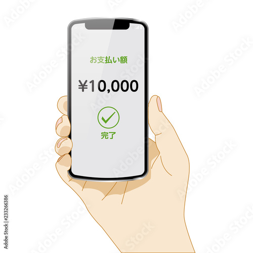 スマホを持つ右手のイラスト 電子決済のイメージ 白背景 Hand With Smartphone Stock Illustration Adobe Stock