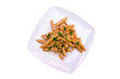 © spafra - Pasta with asparagus and cream on a white background top view