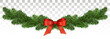 Magnificent pine garland with a red bow. Christmas design. vector .eps10.