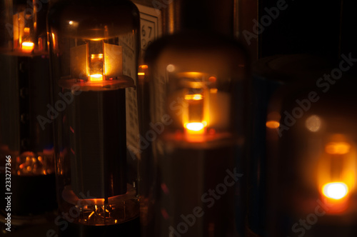 Fotomural glowing electronic tube in amplifier