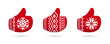 Thumbs up in christmas mittens vector icons. Like signs. Santa Claus like icon vector.