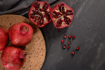 Ripe pomegranate and seeds