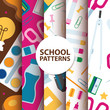 Back to School supplies seamless pattern vector illustration. Stationery for education and studying.