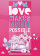Valentine day poster angel statue vector illustration. Angelic cupid amour romance sculpture.