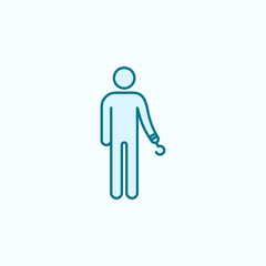 Sticker - one armed man 2 colored line icon. Simple colored element illustration. one armed man outline symbol design from disabled set