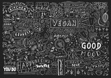 Fototapeta Młodzieżowe - Chalkboard Kitchen Art, Blackboard Lettering Wall Art, Kitchen Chalkboard Sign. Cafe template design. Restaurant wall typography.