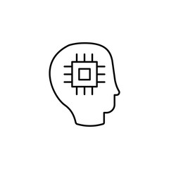 Poster - chip, man icon. Element of technology icon for mobile concept and web apps. Thin line chip, man icon can be used for web and mobile