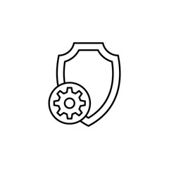 Poster - gear, shield icon. Element of technology icon for mobile concept and web apps. Thin line gear, shield icon can be used for web and mobile