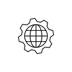 Poster - gear, world icon. Element of technology icon for mobile concept and web apps. Thin line gear, world icon can be used for web and mobile