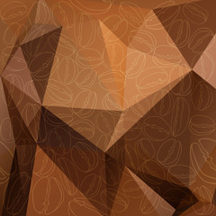 Wall Mural - Abstract polygonal background with coffee beans. 