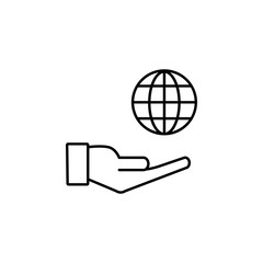 Poster - hand, world icon. Element of technology icon for mobile concept and web apps. Thin line hand, world icon can be used for web and mobile