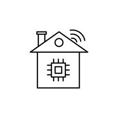Poster - smart house, home, chip icon. Element of technology icon for mobile concept and web apps. Thin line smart house, home, chip icon can be used for web and mobile