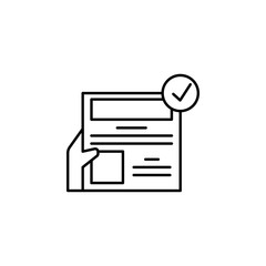 Poster - Check mark, hand  icon. Element of editorial design icon. Thin line icon for website design and development, app development. Premium icon