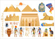 Vector set of various cultural symbols of Egyptian architecture and signs on white background