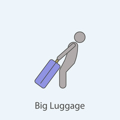 Poster - man with big luggage 2 colored line icon. Simple colored element illustration. Outline symbol design from man with bag set