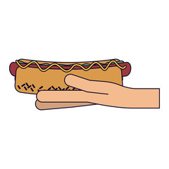 Wall Mural - Hand holding hot dog