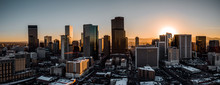 Aerial Drone Photo - City Of Denver Colorado At Sunset