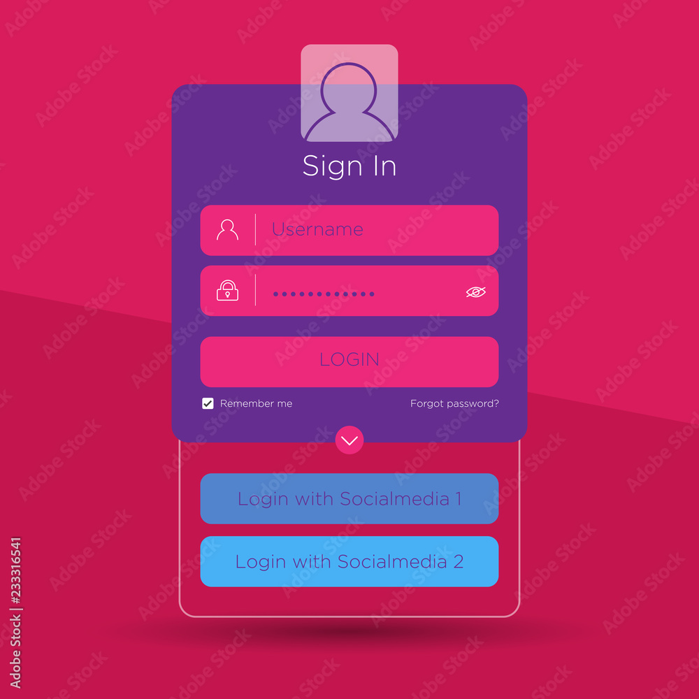 Flat Login User Interface. Sign In Web Element Template Window ...