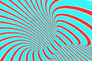 Wall Mural - Christmas festive red and blue spiral tunnel. Striped twisted xmas optical illusion. Hypnotic background. 3D render illustration.