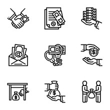 Corruption Icon Set. Outline Set Of 9 Corruption Vector Icons For Web Design Isolated On White Background