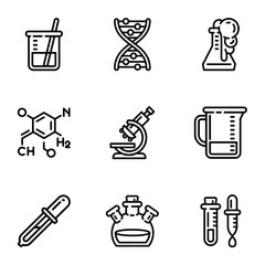 Poster - Chemistry lab icon set. Outline set of 9 chemistry lab vector icons for web design isolated on white background