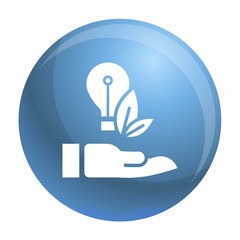 Poster - Eco bulb care hand icon. Simple illustration of eco bulb care hand vector icon for web design isolated on white background