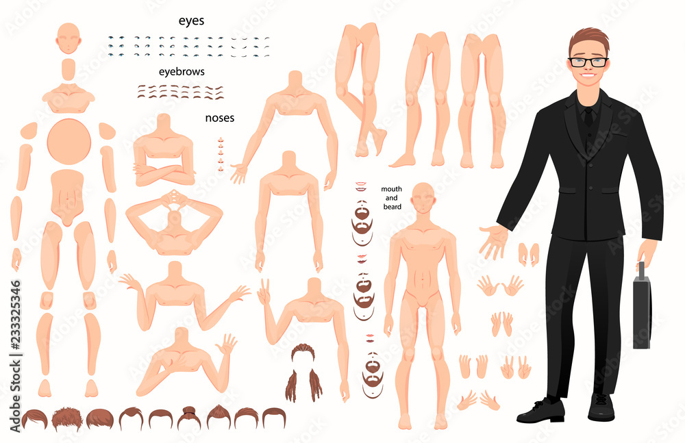 characters set for animation. parts of body Stock Vector | Adobe Stock