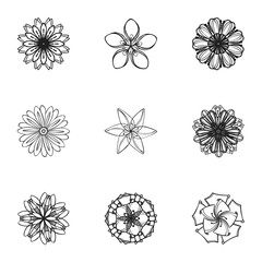 Poster - Spring flower icon set. Simple set of 9 spring flower vector icons for web design isolated on white background