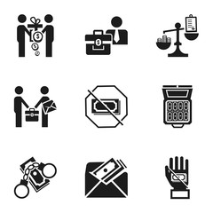 Poster - Bribery money icon set. Simple set of 9 bribery money vector icons for web design isolated on white background