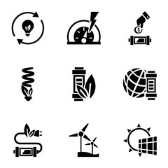 Poster - Eco energy icon set. Simple set of 9 eco energy vector icons for web design isolated on white background