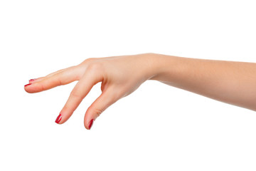 Hand pose like picking something isolated on white