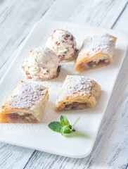 Sticker - Slices of apple strudel on the white plate