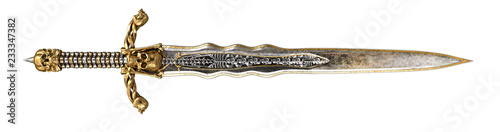 Fotografía long sword with skull and bones on an isolated white background