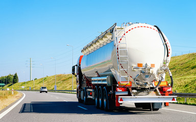 Sticker - White Tanker storage truck on asphalt highway in Poland