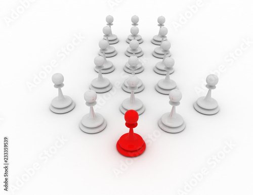 Fotografie, Obraz 3d pawn leader concept. chess concept . 3d rendered illustration
