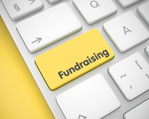 Poster - Fundraising - Text on Yellow Keyboard Keypad. 3D.