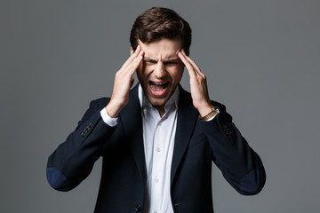 Sticker - Close up portrait of a exhausted young businessman