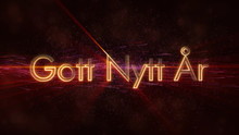 "Happy New Year" Text In Swedish "Gott Nytt Ar" Loop Animation Over Dark Animated Background