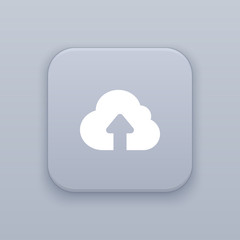 Poster - Download to the cloud, gray vector button with white icon