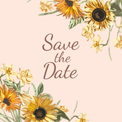 Sticker - Save the date invitation mockup vector