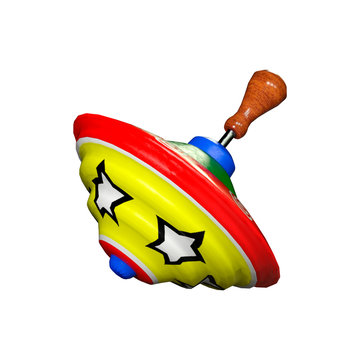 3D Rendering Spinning Top on White