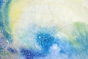 Wall Mural - watercolor blue pink purple stain drips blobs. abstract watercolour illustration.